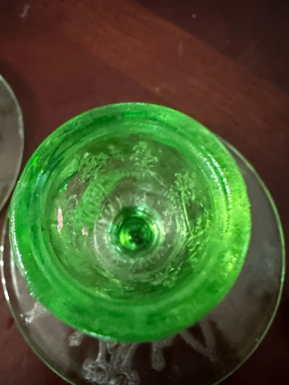 HOCKING GLASS CO. CAMEO or BALLERINA GREEN RARE PAIR 3